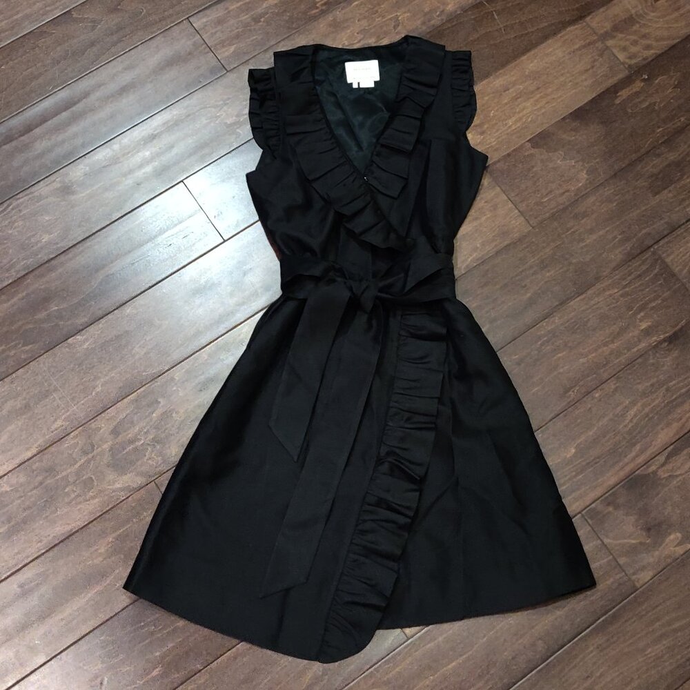 Elegant Black Ruffle Wrap Dress